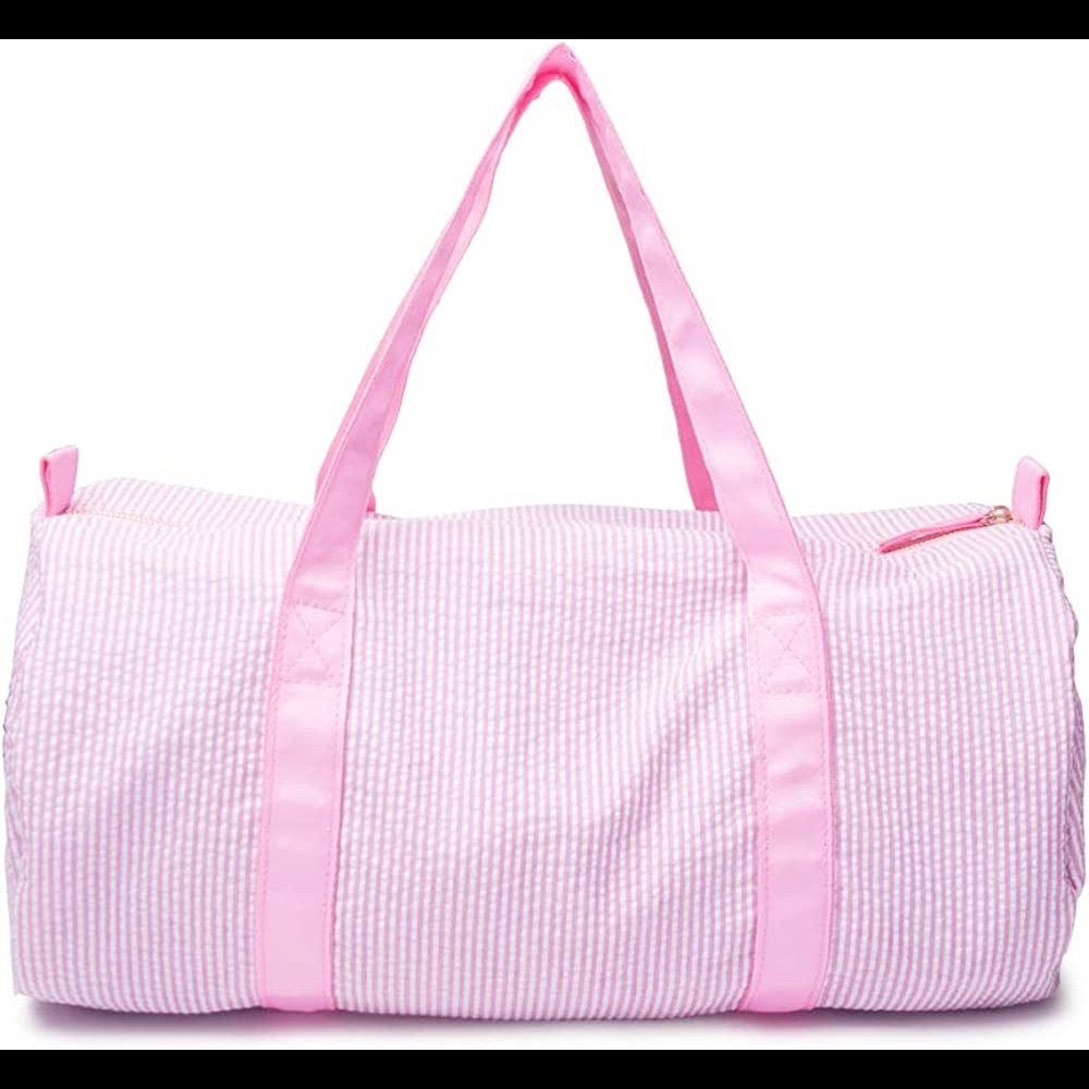Pink Seersucker Duffel Bag for Travel Ballet Grandmas House